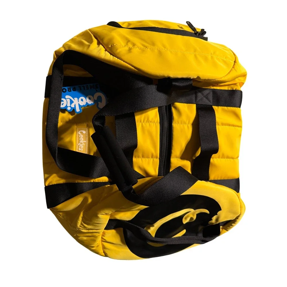 Cookies Smell Proof Duffle Bag Yellow Quilted Nylon Travel Gym‎ Bag New